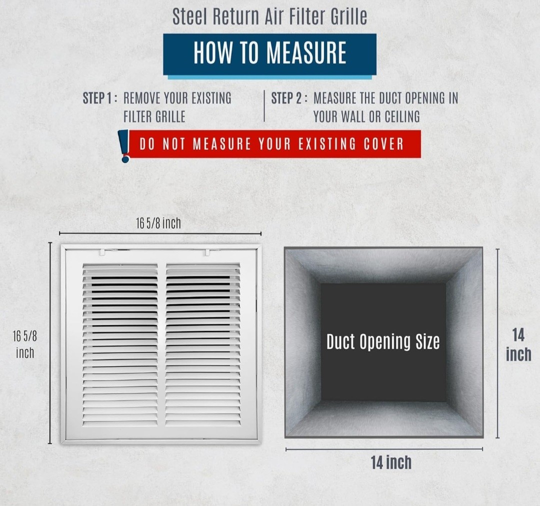 Fits 14x14 Duct Opening | Filter Included Steel Return Air Filter Grille by...