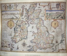 John Speed 1610 British Isles Map 1996 British Library Reprint Heritage 27"x16"