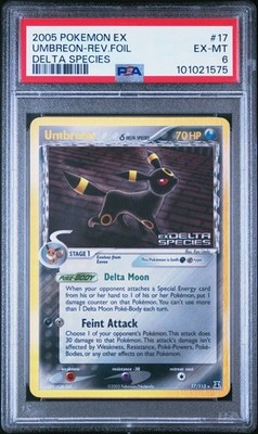 PSA 6 Umbreon Reverse Foil #17 2005 Pokemon Ex Delta Species