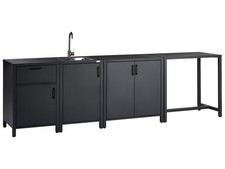 Outdoor Kitchen Set with Sink ROCHA Metal Graphite Grey