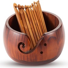 Wooden Yarn Bowl, Yarn Holder Bowls for Knitting  Crocheting Handmade Yarn S...