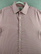 Charles Tyrwhitt Men's Dress Shirt Size 16.5/35 Pink Check Non-Iron Classic Fit
