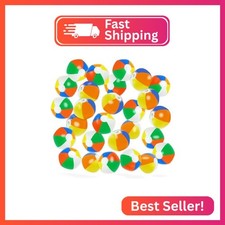 4E's Novelty Mini Beach Balls Bulk 50 Pack, Summer Pool Party Favors for Kids, I