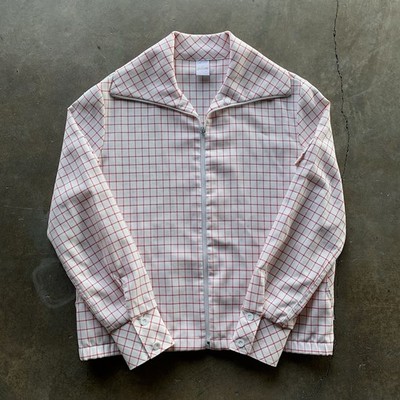 Vintage 60s Jantzen Jacket Check Plaid Zip Up Shawl Collar Size 12 / Large
