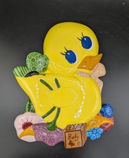 Vtg Ceramic Nursery MACKY MOLDS Baby Duck Duckling 3D Wall Hanging 13x9 3 lbs