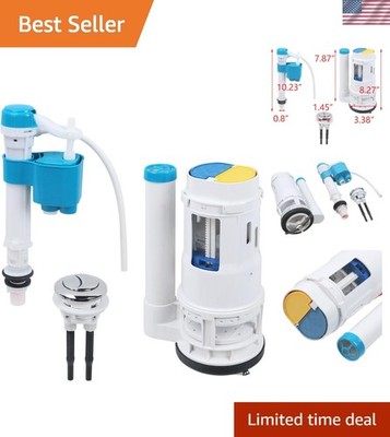 Toilet Tank Kit Flush Valve 2.5, Fill Valve 1/2, Push Button 1.45, One Piece ...