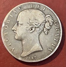 1847 Queen Victoria Silver Crown .925 Head Young.mintage Only 141,000 See Photos