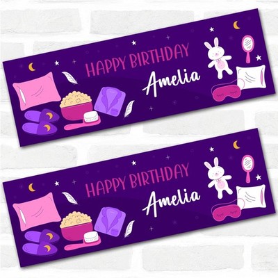 Personalisiertes Party Banner für Geburtstag Mädchen Schlaf Schlummer Lila