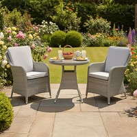 Oseasons Hampton Rattan 2 Seat Garden Balcony Patio Bistro Set in Dove Grey