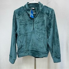 DSG Girl's Dark Green Velour Half-Zip Pullover xlarge