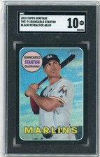 2018 Topps Heritage Black Refractor #THC-74 Giancarlo Stanton No 48 of 69