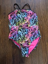 Wonder Nation Girls One Piece Multicolored Swimsuit Size Large 10 To 12