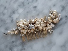 Wedding Crystal Rhinestone Gold Tone Bridal Headpiece Hair Comb Jewelry