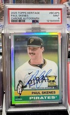 2025 Topps Heritage - PAUL SKENES Chrome Refractor On-Card Auto #BCA-PS PSA 9