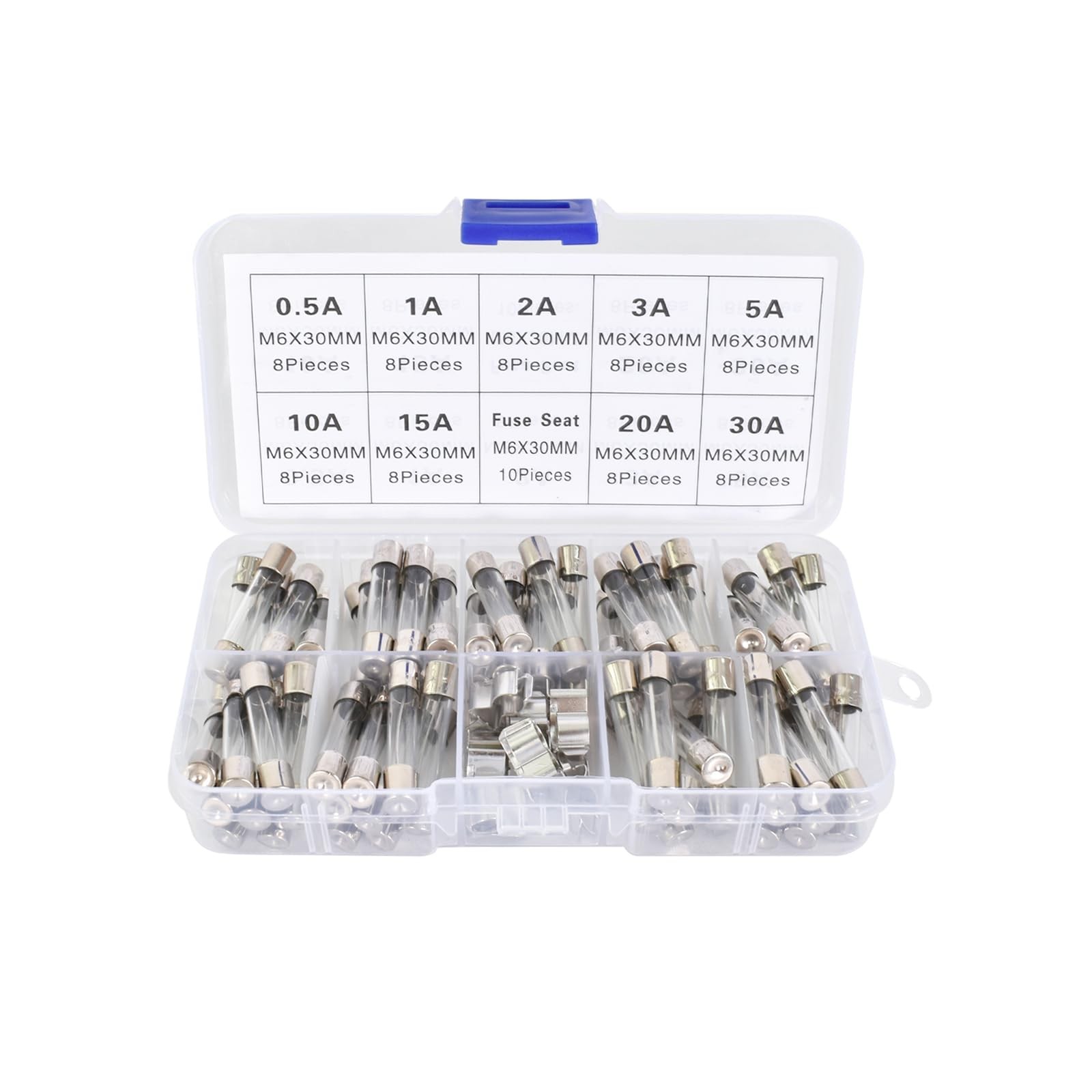 Fusible en verre 6x30mm à soufflage rapide en lot de 72 pièces pour protection électrique