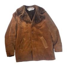 Vintage 70s SCHOTT BROS RANCHER Western Jacket Suede Leather Coat 42 Faux Fur L