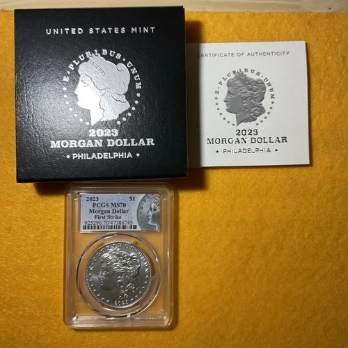 2023 Morgan Silver Dollar PCGS MS70 FIRST STRIKE  INCLUDES Box/COA