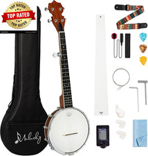 5 String Mini Banjo B806,26 Inch Travel Sapele Closed Back Kit,Travel Mini Banjo