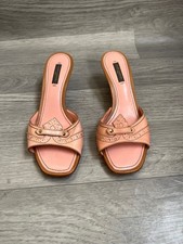 Louis vuitton brouges pink leather kitten heel mule sz 37.5 US 7