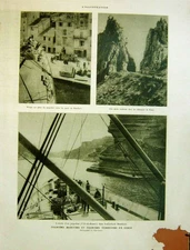 Original Old Vintage Print Touring By Car And Ship 1930 French 20th Century