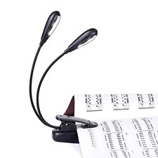 Rechargeable Music Stand Light, Clip on Reading Light, 8 LED Book Lamp, 3-Level