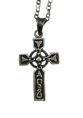 925 Sterling Silver Celtic Cross Crucifix Pendant Necklace 17 ...