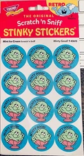 Scratch n Sniff RETRO STINKY STICKERS, Mint Ice Cream MINTY GOOD Scented TREND