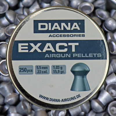 Diana EXACT Airgun Pellets Blei Rundkopf glatt 250 Stk. in Dose Kaliber 5,5 mm 