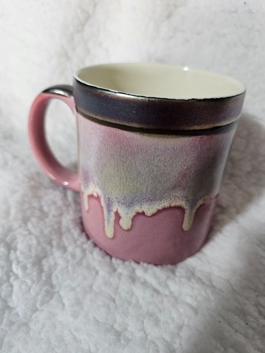 Potter's Corner Pink Drip Dye Ceramic Coffee Tea Mug Cup 4" Abstract Style Art - Picture 4 of 7