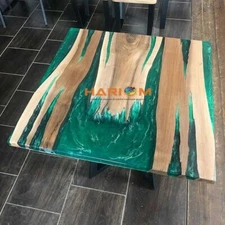 Green Solid Epoxy Resin Table Top Live Edge Adorable Gifts Computer Desk Decors 