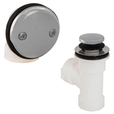 Jones Stephens Two-Hole Touch w/ Toe Pop Bath Waste Drain Chrome Plated B07103