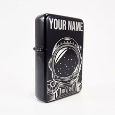 BRAND NEW -  DESIGNED BRUSHED STYLED CIGARETTE PETROL LIGHTER - CUSTOM ASTRO