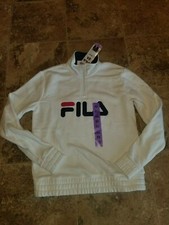 Womens Fila Pullover Sweatshirt White 1/4 Zip X-Small XS