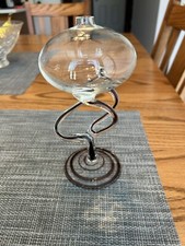 Vintage JOZEFINA KROSNO Mouth Blown Purple Pedestal Oil Lamp Diffuser Art Glass.