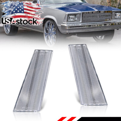 2X Clear Lens Front Side Marker Lights For 1978-1979 Malibu El Camino Caballero