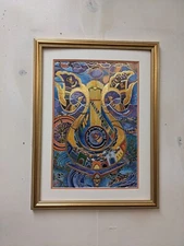 " King David 's  Harp " Framed  Serigraph by Raphael Abecassis .