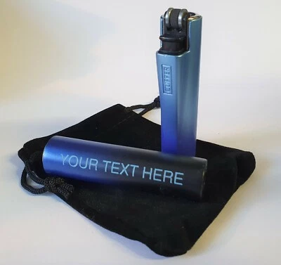 CLIPPER ENGRAVED BLUE GRADIENT LIGHTER Metal Personalised Christmas Gift