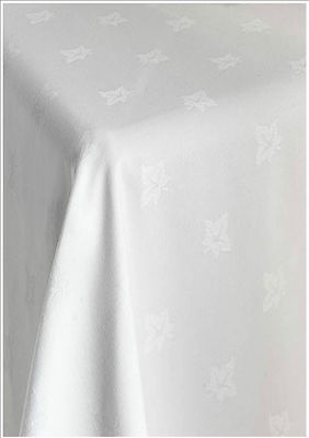 WEISSE TISCHWÄSCHE TISCHDECKE 100 % ÄGYPTISCHE BAUMWOLLE SATINBAND & IVYLEAF 11 GRÖSSEN
