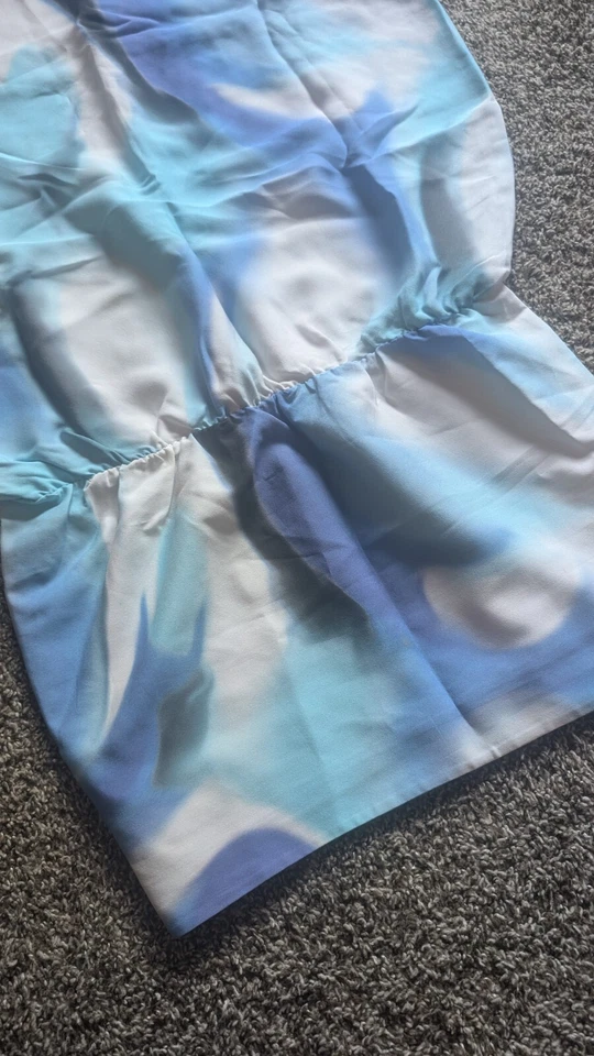 Mini Vestido Halston Heritage Talla 2 100% Seda Azul Aqua Un Hombro Foto 4 de 4