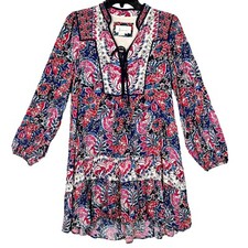by Anthropologie S Spliced Tunic Dress Swinging Silhouette Flowy Folk Bold Boho