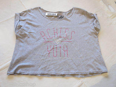 Y & R Young Reckless Y&R Womens L oversized crop t shirt heather grey NWT^^