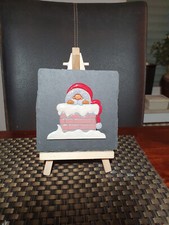 Dekoracja świąteczna " Mikołaj w komina na łupku "