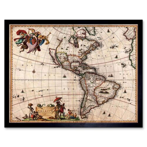 Map Antique Visscher North South America 12X16 Inch Framed Art Print - Picture 1 of 24