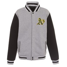 MLB Sacramento Athletics Reversible Full Snap Fleece Jacket JH Desig Front Logos