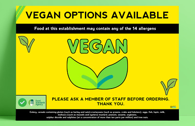 2025 A3 LAMINIERT Vegan Poster Vegan Food Schild Verkauf Vegan Food