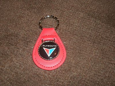 1960's PLYMOUTH BELVEDERE SAVOY PLAZA FURY VIP VALIANT LEATHER KEYCHAIN RED