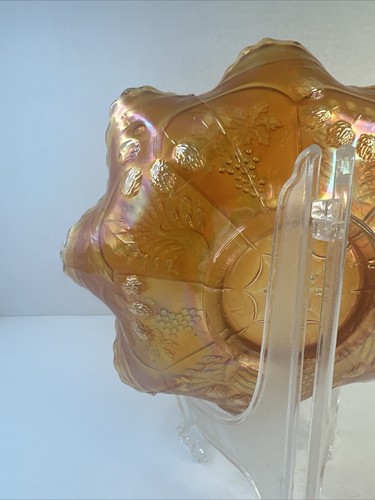 Antique Fenton Peacock And Grape Carnival Glass Bowl Excellent Condition - Picture 8 of 10