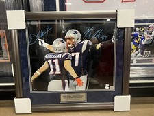 Julian Edelman Rob Gronkowski Patriots Dual Signed Spotlight 16x20 Photo JSA