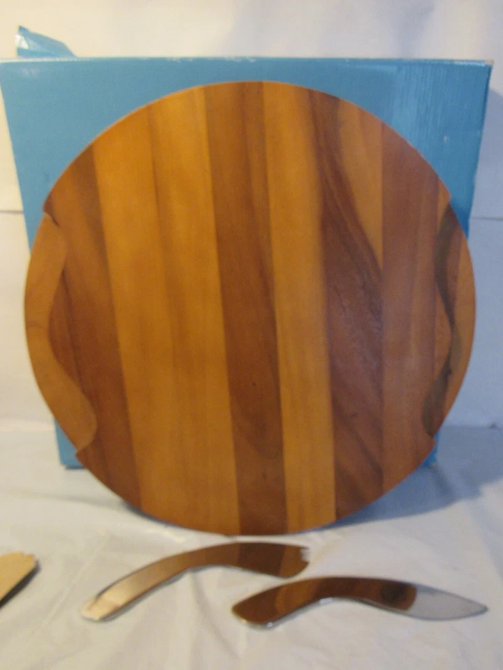 Nambe Acacia 奶酪板块带不锈钢刀和摊铺机 Y81M — 第 3/4 张图片