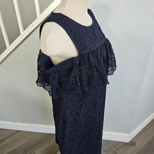 Ann Taylor Mini A-Line Lace Navy Blue Cold Shoulder Dress Women's SZ 8 NWT - Picture 4 of 14